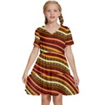 Waves Pattern Abstract Neutrals Kids  Short Sleeve Tiered Mini Dress