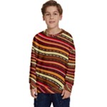 Waves Pattern Abstract Neutrals Kids  Crewneck Sweatshirt