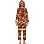 Waves Pattern Abstract Neutrals Womens  Long Sleeve Lightweight Pajamas Set