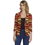 Waves Pattern Abstract Neutrals Women s One-Button 3/4 Sleeve Short Jacket