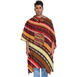 Waves Pattern Abstract Neutrals Men s Hooded Rain Ponchos