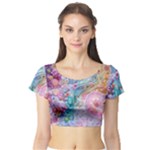 Cells Fluid Bubbles Short Sleeve Crop Top