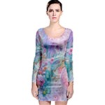 Cells Fluid Bubbles Long Sleeve Bodycon Dress