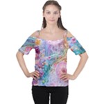 Cells Fluid Bubbles Cutout Shoulder T-Shirt