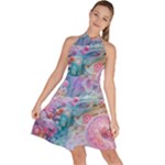 Cells Fluid Bubbles Sleeveless Halter Neck A-Line Dress