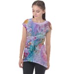 Cells Fluid Bubbles Cap Sleeve High Low Top