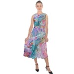 Cells Fluid Bubbles Midi Tie-Back Chiffon Dress