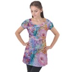 Cells Fluid Bubbles Puff Sleeve Tunic Top