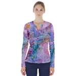 Cells Fluid Bubbles V-Neck Long Sleeve Top