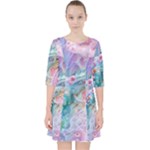 Cells Fluid Bubbles Quarter Sleeve Pocket Dress