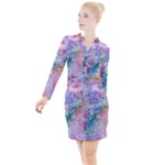 Cells Fluid Bubbles Button Long Sleeve Dress