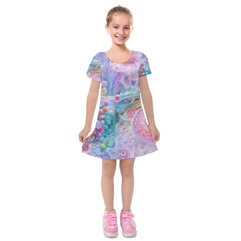 Cells Fluid Bubbles Kids  Short Sleeve Velvet Dress from ArtsNow.com