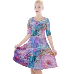 Quarter Sleeve A-Line Dress 