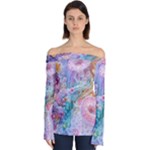 Cells Fluid Bubbles Off Shoulder Long Sleeve Top