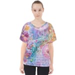 Cells Fluid Bubbles V-Neck Dolman Drape Top