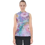 Cells Fluid Bubbles Mock Neck Shell Top