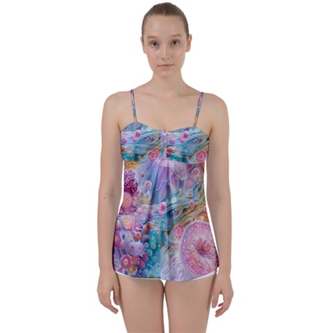 Cells Fluid Bubbles Babydoll Tankini Top from ArtsNow.com