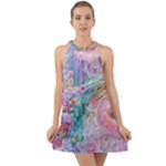 Cells Fluid Bubbles Halter Tie Back Chiffon Dress