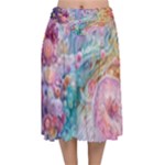 Cells Fluid Bubbles Velvet Flared Midi Skirt