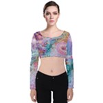 Cells Fluid Bubbles Velvet Long Sleeve Crop Top