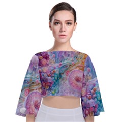 Tie Back Butterfly Sleeve Chiffon Top 