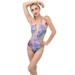 Cells Fluid Bubbles Plunging Cut Out Swimsuit