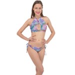 Cells Fluid Bubbles Cross Front Halter Bikini Set