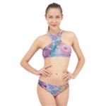 Cells Fluid Bubbles High Neck Bikini Set