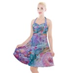 Cells Fluid Bubbles Halter Party Swing Dress 