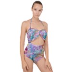 Cells Fluid Bubbles Scallop Top Cut Out Swimsuit