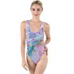 Cells Fluid Bubbles High Leg Strappy Swimsuit