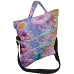 Cells Fluid Bubbles Fold Over Handle Tote Bag