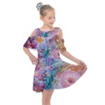 Cells Fluid Bubbles Kids  Shoulder Cutout Chiffon Dress