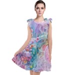 Cells Fluid Bubbles Tie Up Tunic Dress