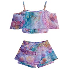 Kids  Off Shoulder Skirt Bikini 