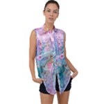 Cells Fluid Bubbles Sleeveless Chiffon Button Shirt