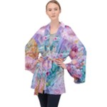 Cells Fluid Bubbles Long Sleeve Velvet Kimono 