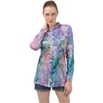 Cells Fluid Bubbles Long Sleeve Satin Shirt