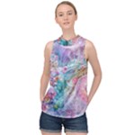 Cells Fluid Bubbles High Neck Satin Top