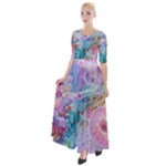 Cells Fluid Bubbles Half Sleeves Maxi Dress