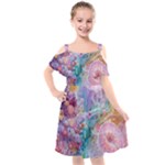 Cells Fluid Bubbles Kids  Cut Out Shoulders Chiffon Dress