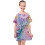 Cells Fluid Bubbles Kids  One Piece Chiffon Dress