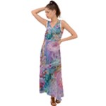 Cells Fluid Bubbles V-Neck Chiffon Maxi Dress