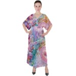 Cells Fluid Bubbles V-Neck Boho Style Maxi Dress