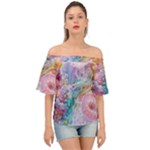 Cells Fluid Bubbles Off Shoulder Short Sleeve Top