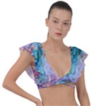 Cells Fluid Bubbles Plunge Frill Sleeve Bikini Top