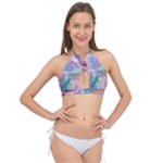 Cells Fluid Bubbles Cross Front Halter Bikini Top