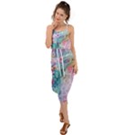 Cells Fluid Bubbles Waist Tie Cover Up Chiffon Dress