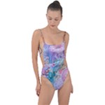 Cells Fluid Bubbles Tie Strap One Piece Swimsuit