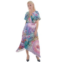 Cross Front Sharkbite Hem Maxi Dress 